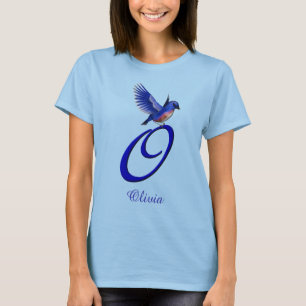 Camiseta Monograma inicial O Bluebird elegante personalizad