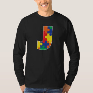 Camiseta Monograma J en piezas de rompecabezas multicolor