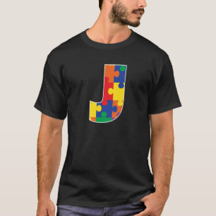 Camiseta Monograma J en piezas de rompecabezas multicolor