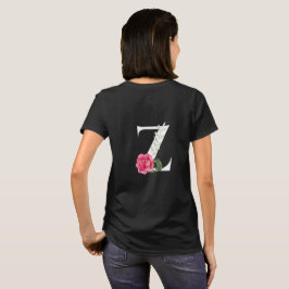 Camiseta Monograma Letra inicial Z en blanco con rosa rosad