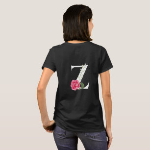 Camiseta Monograma Letra inicial Z en blanco con rosa rosad