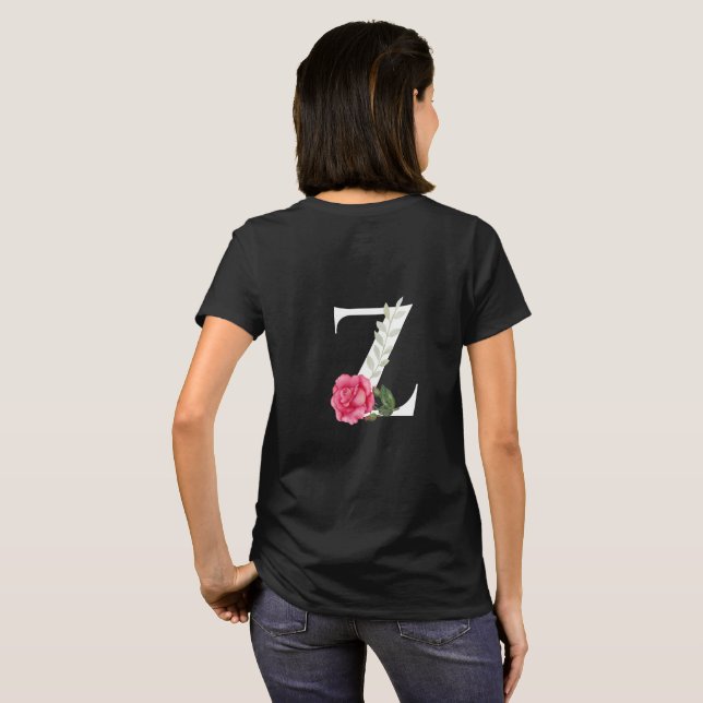 Camiseta Monograma Letra inicial Z en blanco con rosa rosad (Reverso completo)