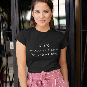 Camiseta Monograma minimalista o Agregar logotipo Negra