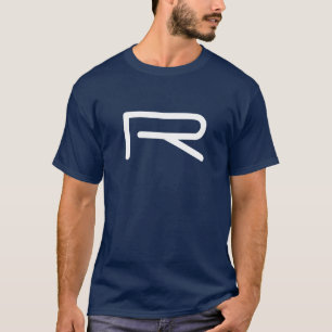 Camiseta Monograma moderno inicial Añadir tu texto azul de 