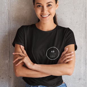 Camiseta Monograma moderno Mínimo Simple Negro