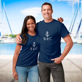 Camiseta Monograma personalizado Ancla de barco náutico