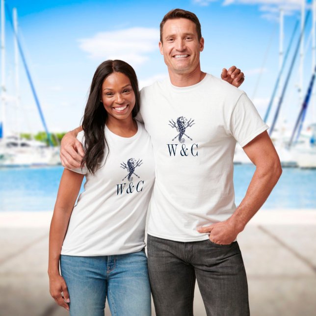 Camiseta Monograma personalizado caballito de mar náutico (Subido por el creador)
