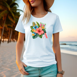 Camiseta Monograma personalizado de las flores tropicales d
