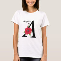 Monograma personalizado editable Un texto flor roj