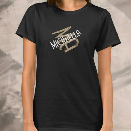 Camiseta Monograma personalizado nombre beige blanco negro