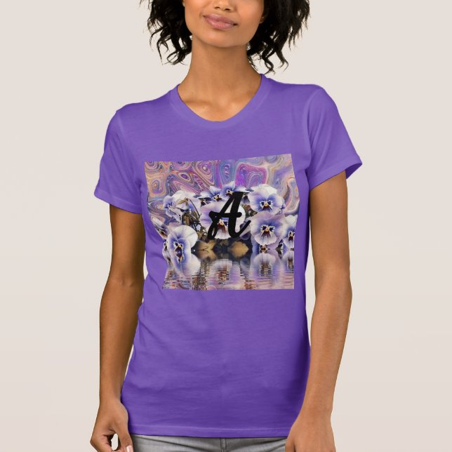 Camiseta Monograma Púrpura Pinta Rosa Agua acuática (Anverso)