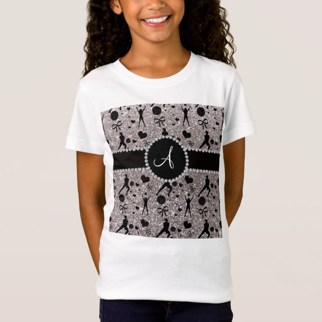 Camiseta Monograma purpurina plateado voleibol (Anverso)