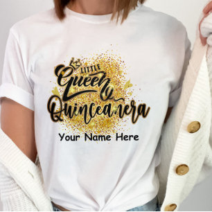 Camiseta Monograma Quineceanera Reina un Chica de cumpleaño