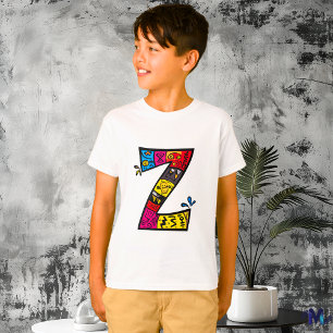 Camiseta Monograma Tribal y Doodle Colorido y Divertido Z