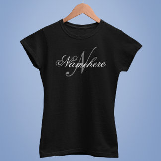 Camiseta Monograma único personalizado de nombre blanco y n