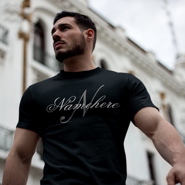 Camiseta Monograma único personalizado de nombre blanco y n (Subido por el creador)