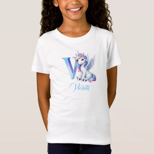 Camiseta Monograma V de letras nunornio rosa y azul pastel (Anverso)