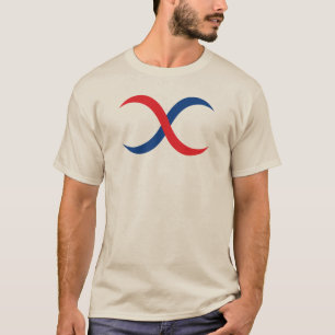 Camiseta Monograma X en letra roja y azul moderna y clásica