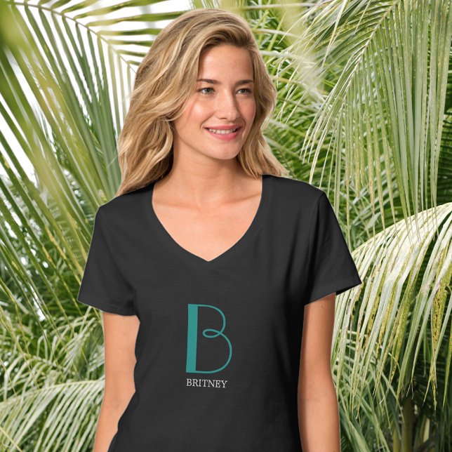 Camiseta Monograma y nombre grandes, texto Verde azulado y  (Subido por el creador)