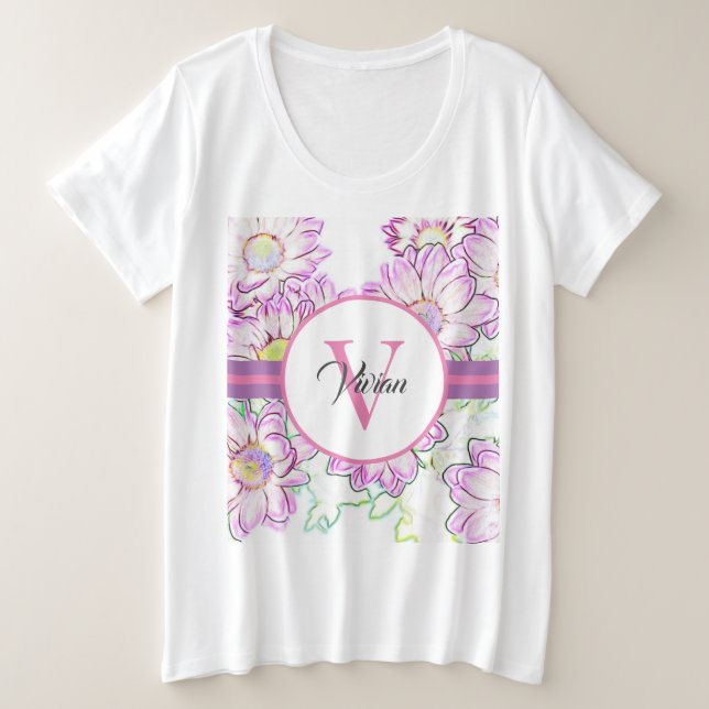 Camiseta Monogramada Blanco Y Púrpura (Anverso del diseño)