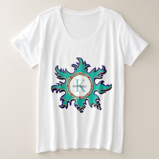 Camiseta monogramada de tamaño superior para mujer (Anverso del diseño)
