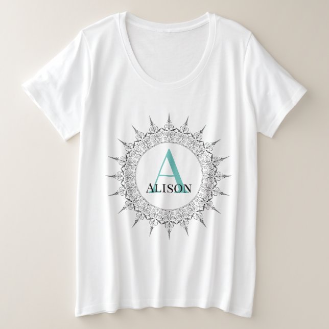 Camiseta monogramada de tamaño superior para mujer (Anverso del diseño)