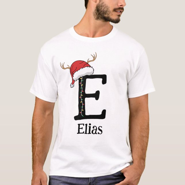 Camiseta Monogrammed Family Christmas Personalize With Name (Anverso)