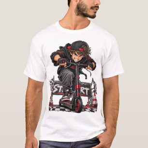 Camiseta Monopatín extremo de stunt de anime de ropa urbana