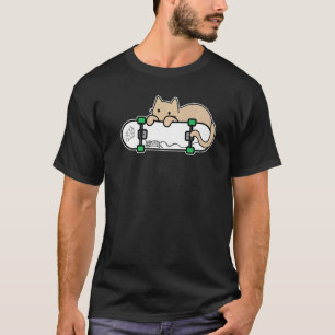 Camiseta Monopatín monopatinaje gato tímido ratón y queso