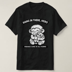 Camiseta Monos Adorables Abrazando a Amigos Vienen en Todas