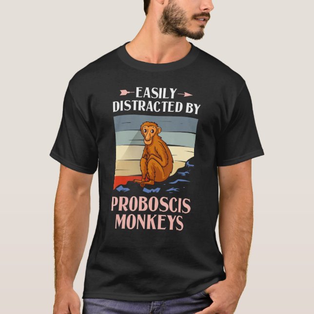 Camiseta Monos de largo alcance divertidos de mono de probo (Anverso)