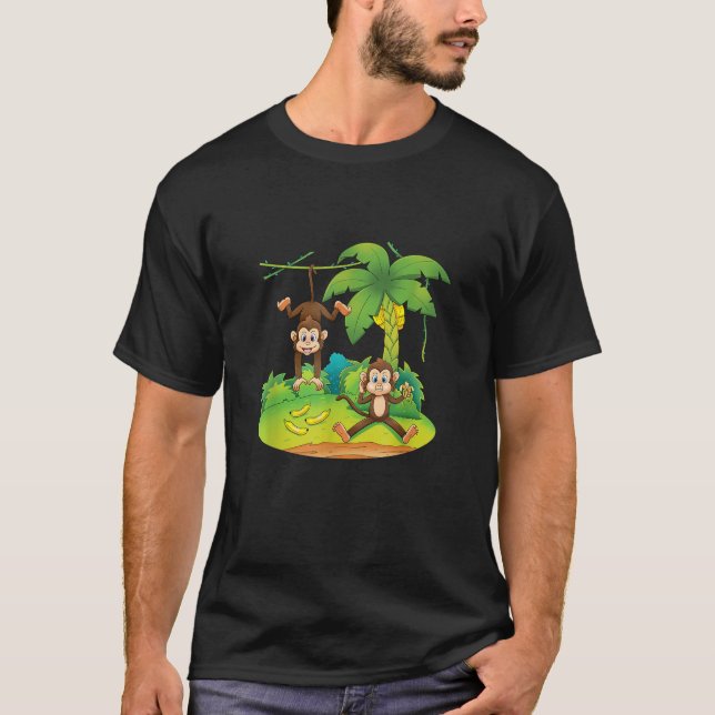 Camiseta MONOS EN ÁRBOLES Jungla Animales Cute Regalo de Cu (Anverso)