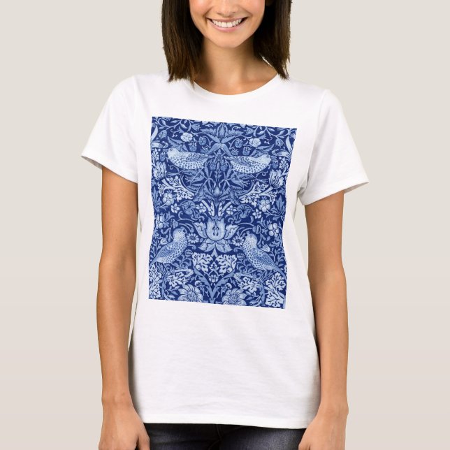 Camiseta Monotona azul de fresa, William Morris (Anverso)