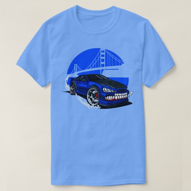 Camiseta Monster blue drift car (Diseño del anverso)