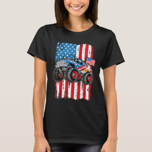 Camiseta Monster Camión Bandera Estadounidense Niños Patrió