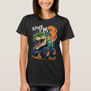 Camiseta Monster Camión Dinosaurio T-Rex 3er cumpleaños niñ