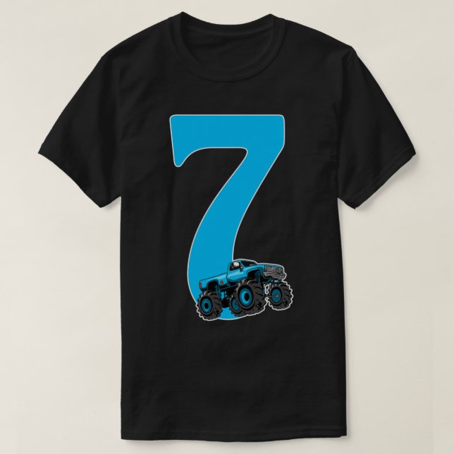 Camiseta Monster Camión Niños Cumpleaños De 7 Años (Diseño del anverso)