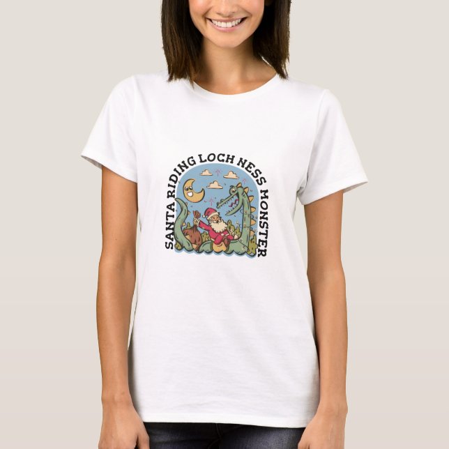 Camiseta Monster de Santa Riding Loch Ness (Anverso)