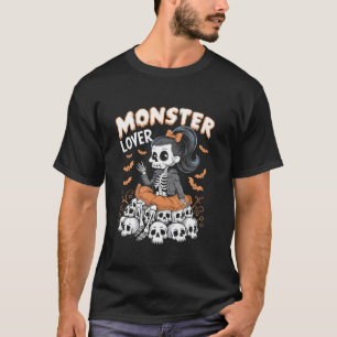 Camiseta Monster Lover Fun Skeleton Ghoul Cute Vintage Hall