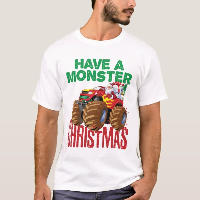 Camiseta Monster Navidades de camiones Santa Claus Niños ni (Anverso)