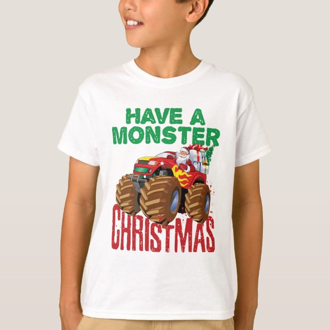 Camiseta Monster Navidades de camiones Santa Claus Niños ni (Anverso)