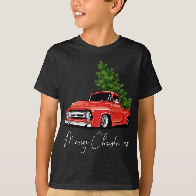 Camiseta Monster Red Truck Christmas Tree Xmas (Anverso)