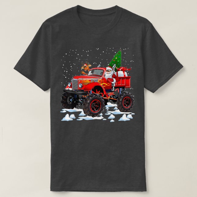 Camiseta Monster Red Truck Santa Claus Navidades Time Chris (Diseño del anverso)