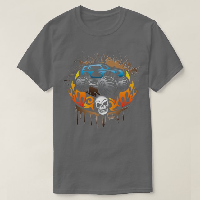 Camiseta Monster Tattoo 2 Camión Flame Skull (Diseño del anverso)