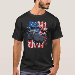 Camiseta Monster Truck 4 De Julio Niños Hombres Bandera Ame