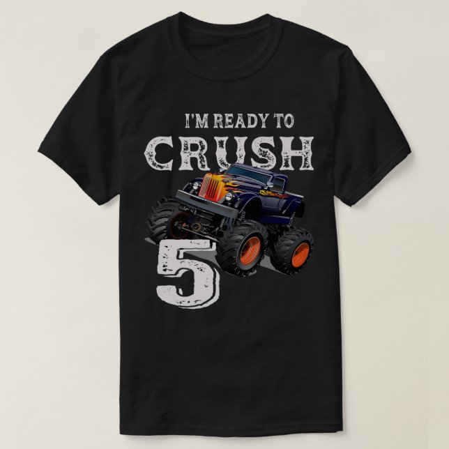 Camiseta Monster Truck 5th Birthday Gift Boys I'm Ready to  (Diseño del anverso)