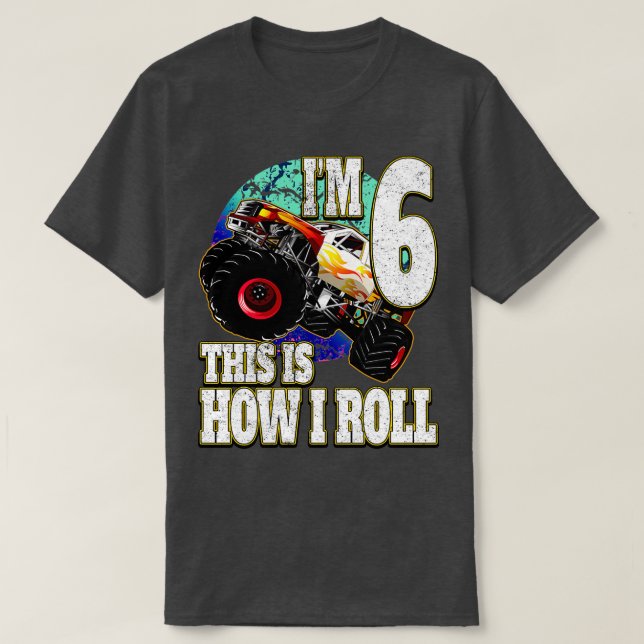 Camiseta Monster Truck 6 años Cumpleaños (Diseño del anverso)