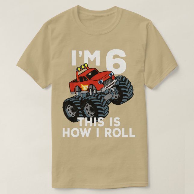 Camiseta Monster Truck 6th Birthday Funny Kids Gift Quote 6 (Diseño del anverso)
