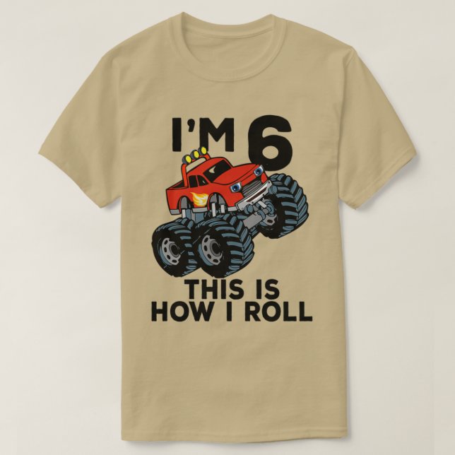 Camiseta Monster Truck 6th Birthday Funny Kids Gift Quote 6 (Diseño del anverso)