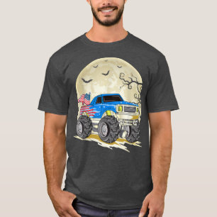 Camiseta Monster Truck Bandera Estadounidense Halloween Lun